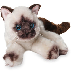 Bearington Cleo Siamese cat plush with soft faux fur for cozy snuggles.