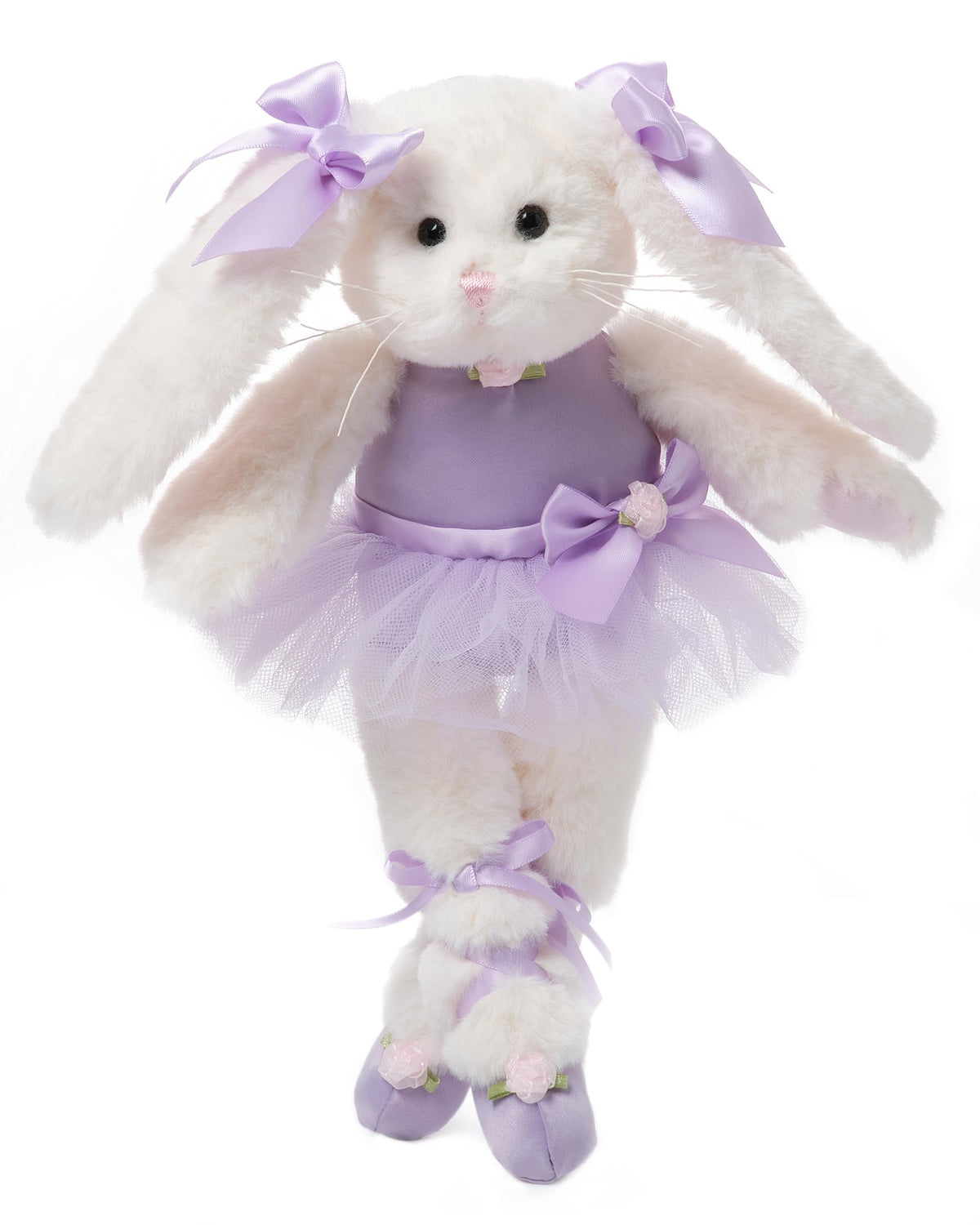 Bearington Collection Ballerina Bunny Twirlina in purple tutu, soft cuddle companion.