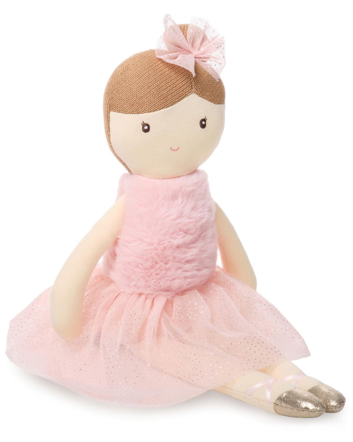 Bearington Collection Julia ballerina doll in soft plush for cuddling and nursery decor.