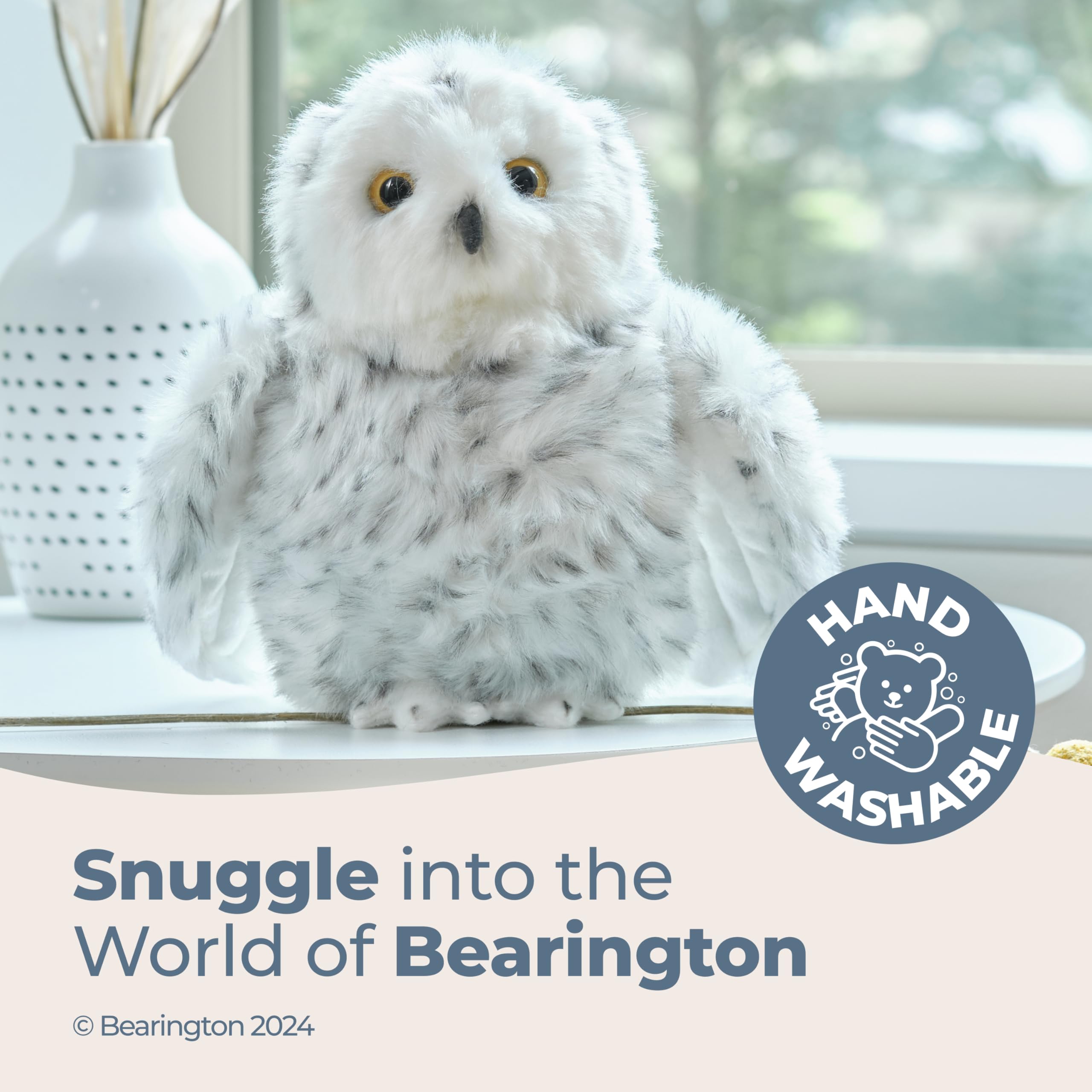 Bearington Drift Snow Owl with lifelike eyes inspires imaginative play and storytelling.