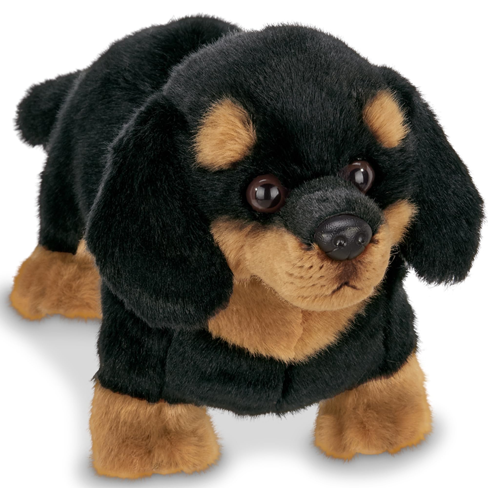 Bearington Harley dachshund plush front view, soft cuddle buddy for kids