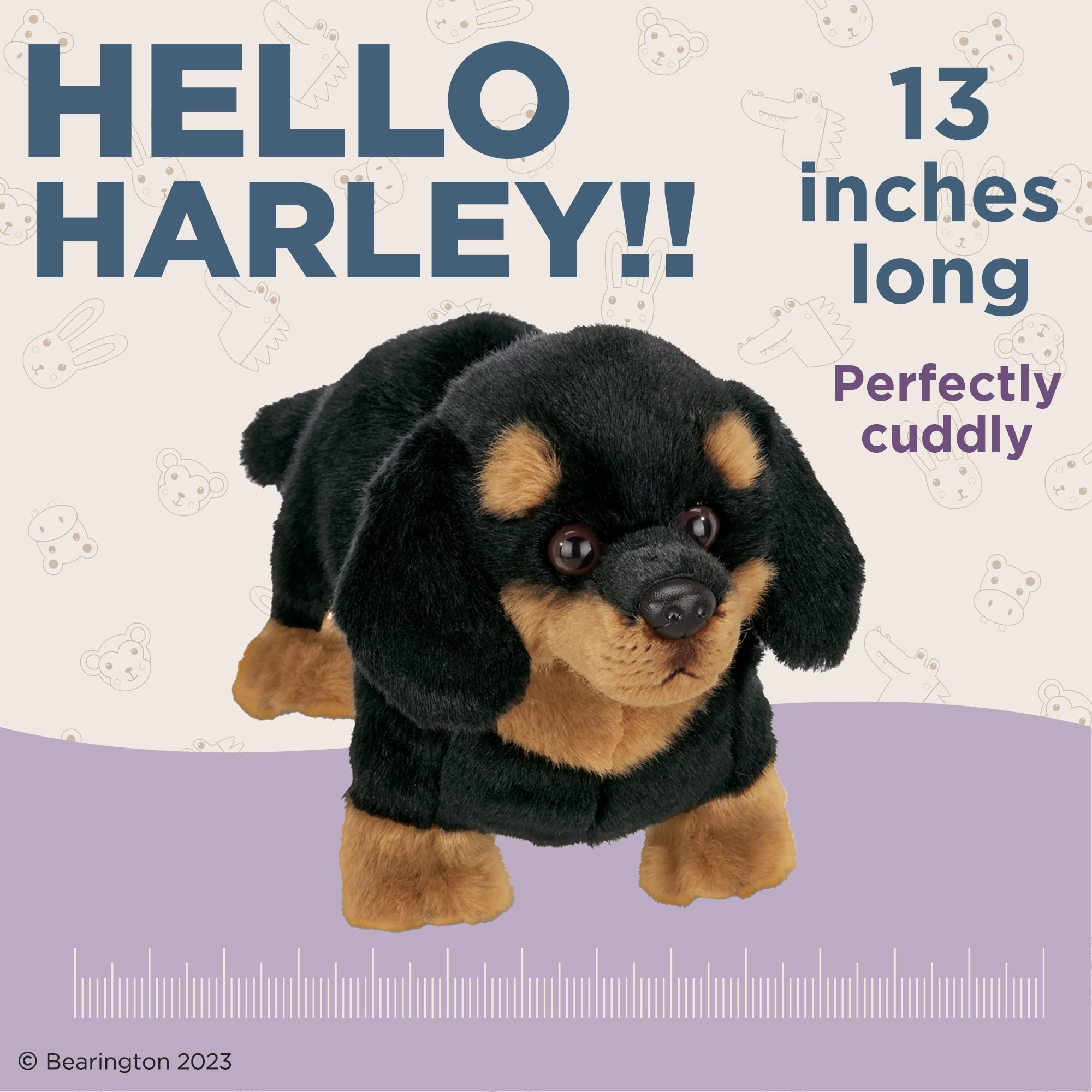 Bearington Harley dachshund plush side profile, ideal for imaginative play