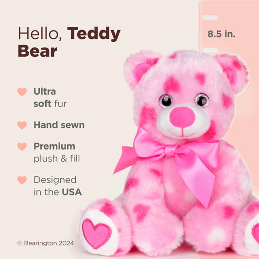 Bearington Hearty teddy bear heart print detail adds charming sentiment for Valentine gifting