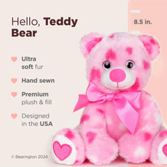Bearington Hearty teddy bear heart print detail adds charming sentiment for Valentine gifting