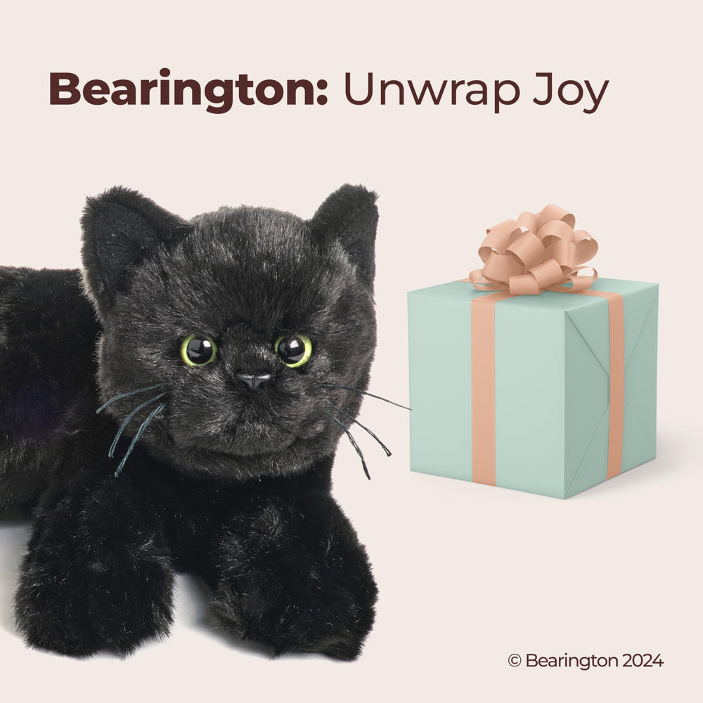 Bearington Jinx realistic cat stuffed animal offers soft fur for daily hugs.