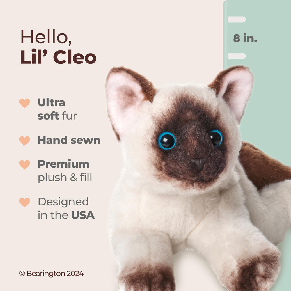 Bearington Lil’ Cleo sparkly eyes add lifelike charm for playtime.