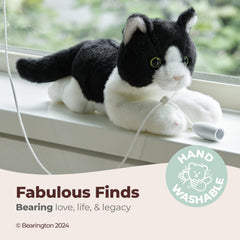 Bearington Lil’ Domino 8-inch velour belly cat plush invites gentle companionship
