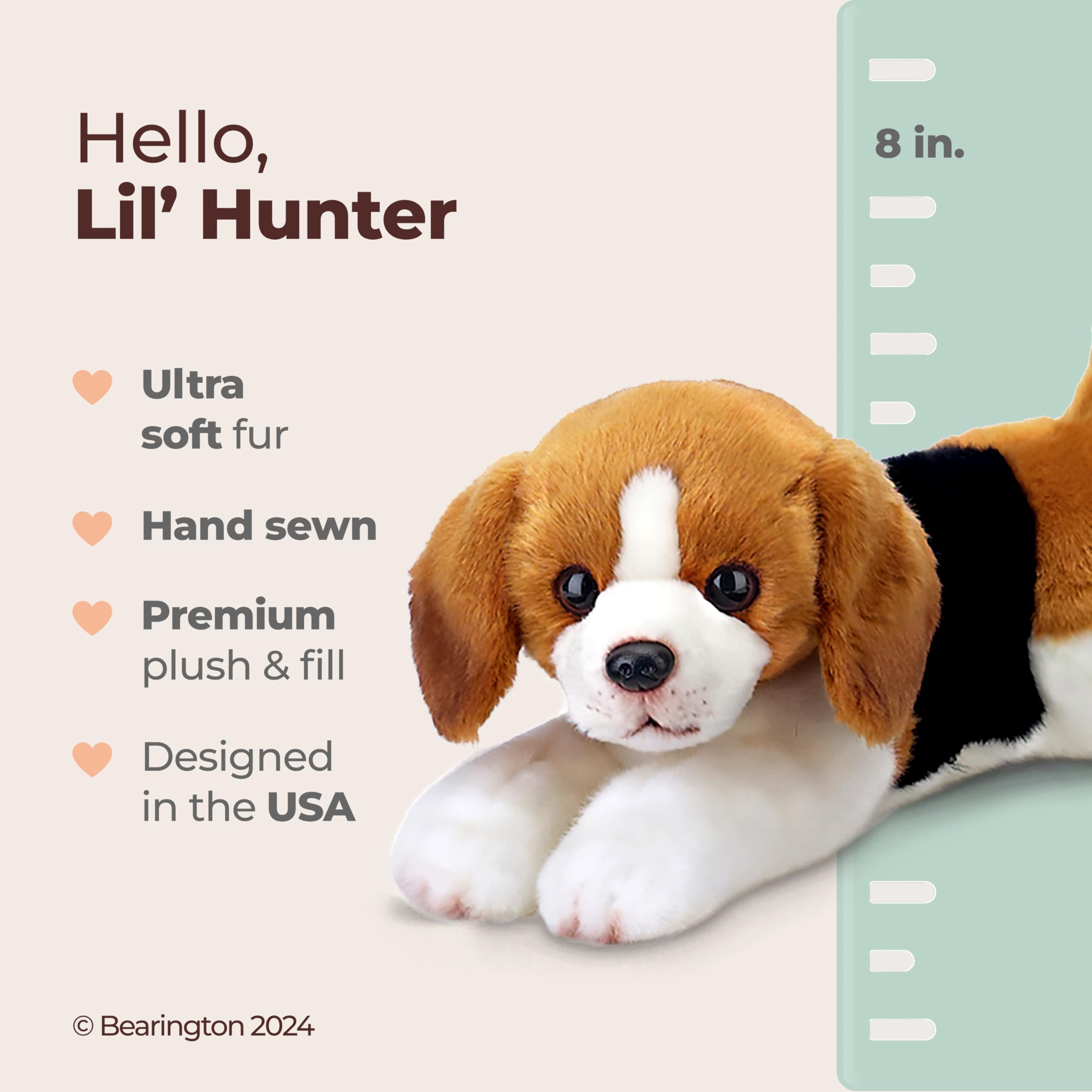 Bearington Lil' Hunter Beagle close up of soft fur for tactile comfort