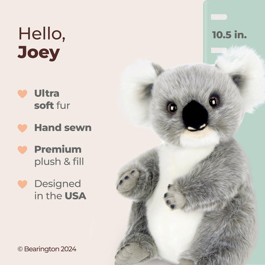 Bearington Lil' Joey Koala velour belly close-up highlights luxurious texture