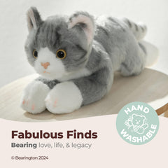 Bearington Lil' Socks cat, soft gray faux fur: irresistibly touchable for calming cuddles.