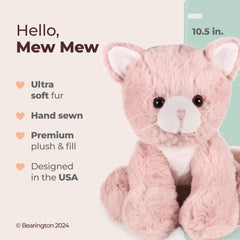 Bearington Mew Mew soft faux fur plush for bedtime comfort.