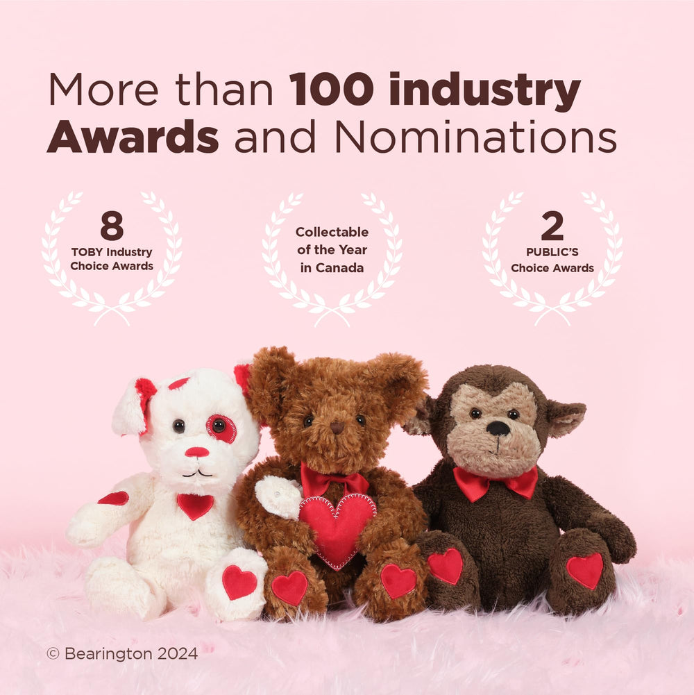 Bearington Remington teddy bear 9.5-inch size shown as a travel-friendly cuddle companion.