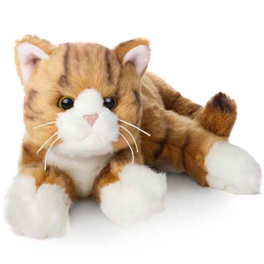 Bearington Tabby 15-inch cat plush with floppy body for cuddling.