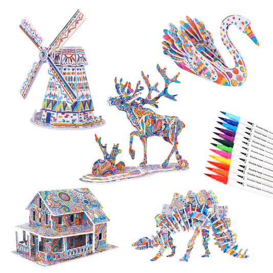 BEARUN 3D house puzzle—colorful assembly kit for kids.