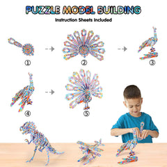 BEARUN 3D coloring puzzle dinosaur model supports hand-eye coordination and problem-solving.