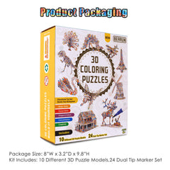 BEARUN 3D coloring puzzle reindeer model offers festive crafting fun.