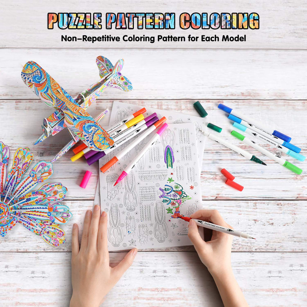 BEARUN 3D coloring puzzle sea plane model fosters focus and spatial reasoning.