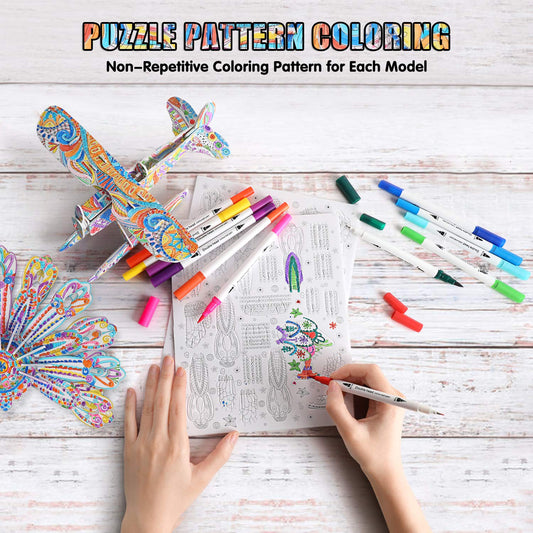 Bearun 3D coloring puzzle sea plane—imaginative coloring and spatial thinking activity