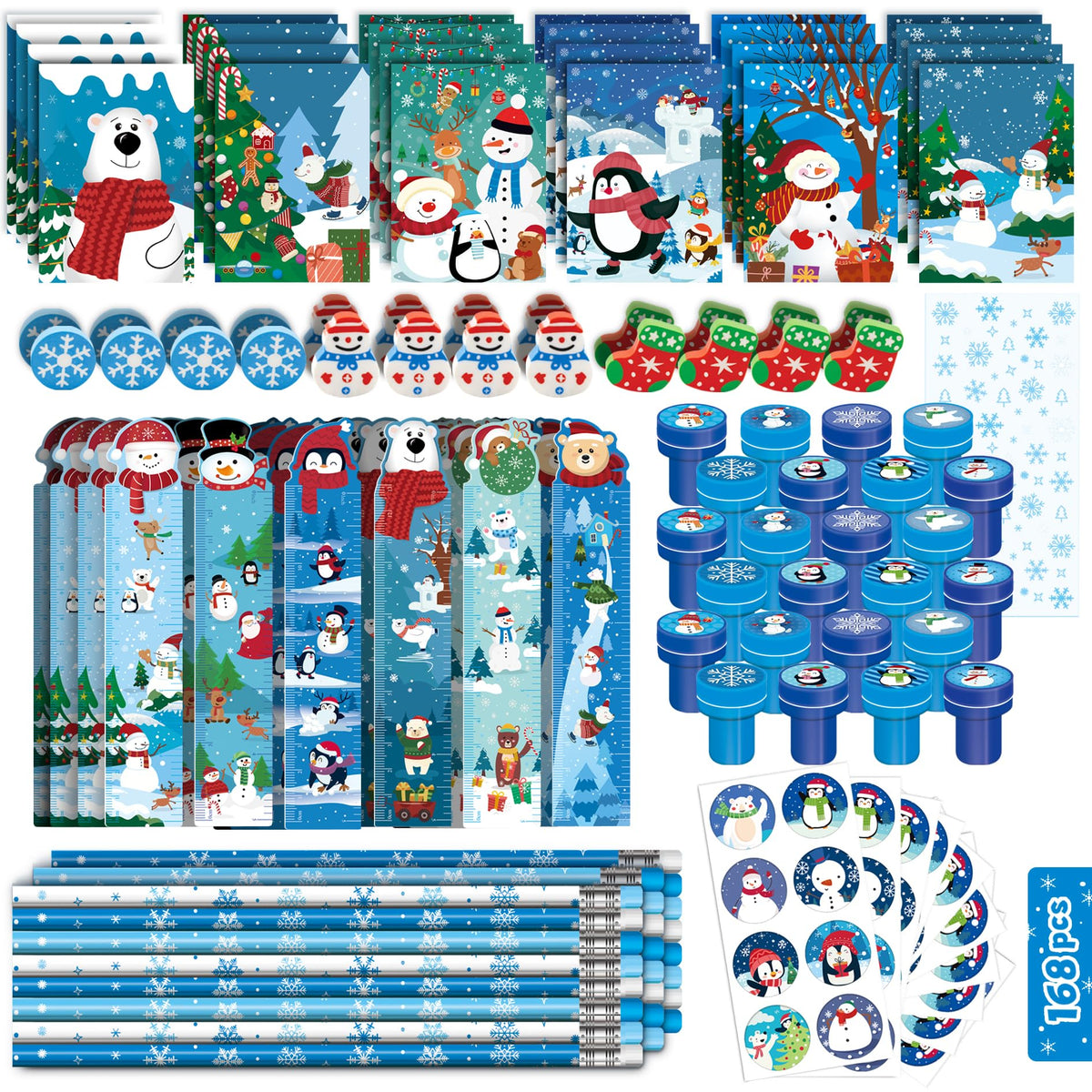 BEARUN winter notebooks 24-pack: ideal holiday gift set for kids' classroom exchanges.