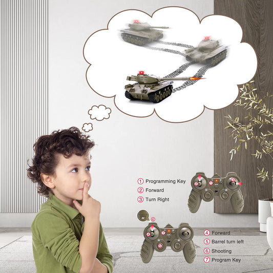 BEAURE M41A3 tank programming function lets kids repeat actions.