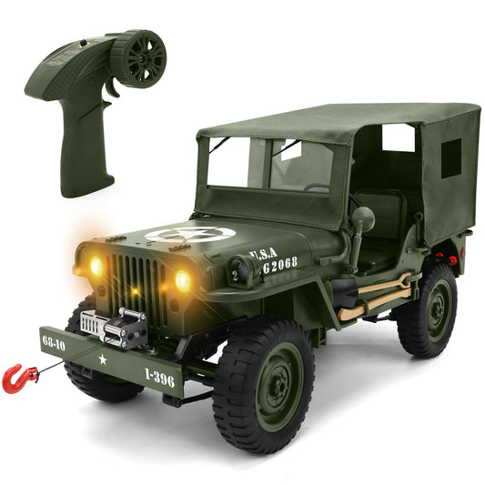 Beaure remote control truck with off-road Willy's military design for rugged outdoor play.