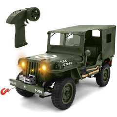 Beaure remote control truck with off-road Willy's military design for rugged outdoor play.