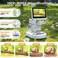 BEAVERLAB Finder 100x-1600x magnification supports detailed biology observations.