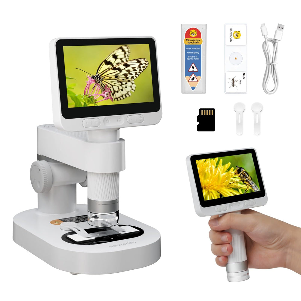BEAVERLAB Finder digital microscope with four-inch IPS screen for classroom sharing.