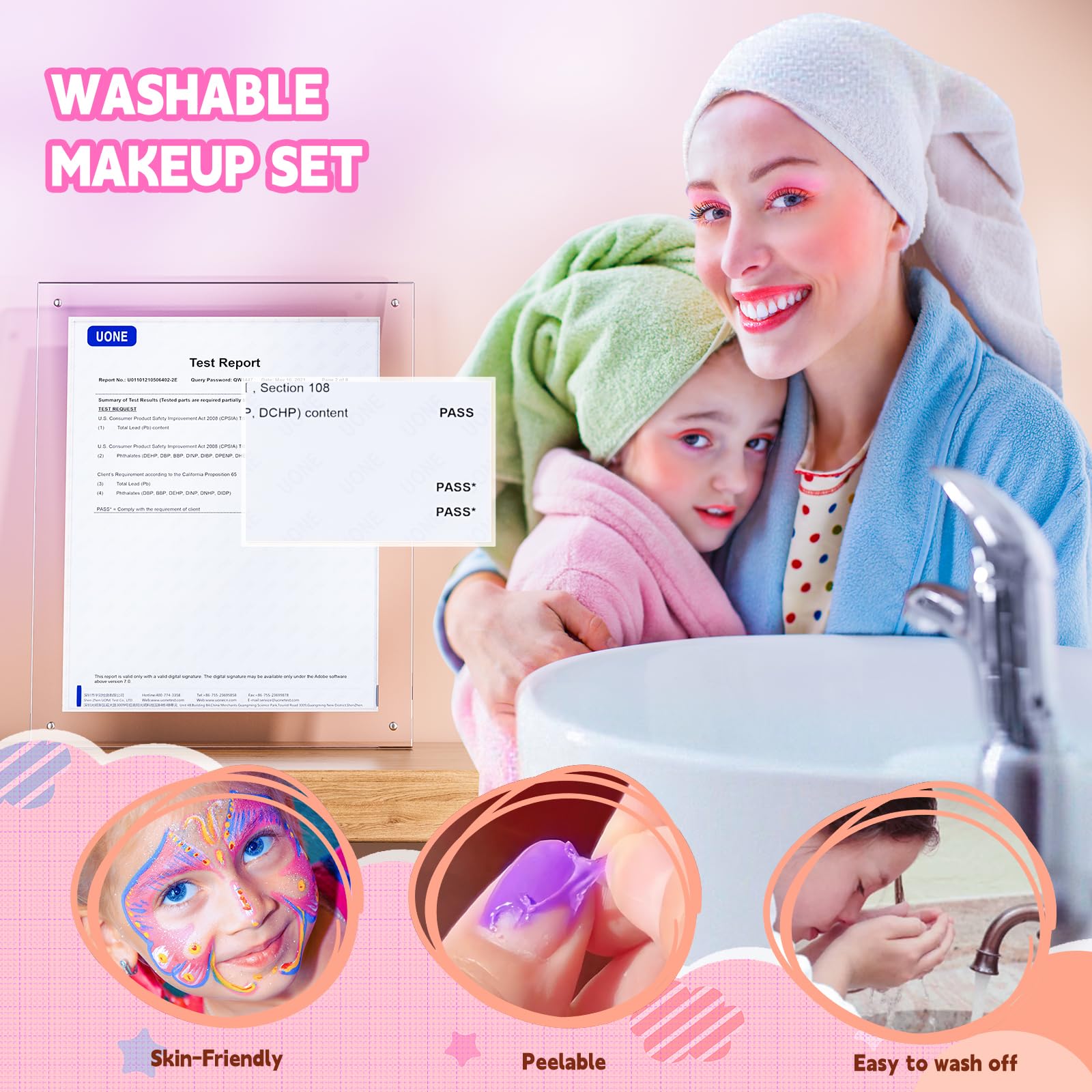 Beayuck storage case in pink keeps cosmetics organized during play