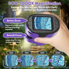 BEBANG 1000X in-use with a child exploring a leaf texture.