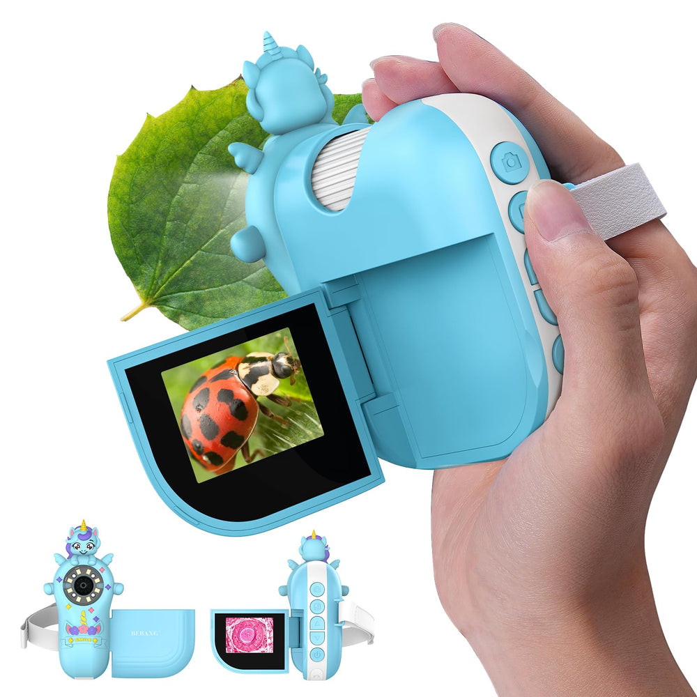 BEBANG 1000X handheld microscope for kids viewing a specimen for science exploration