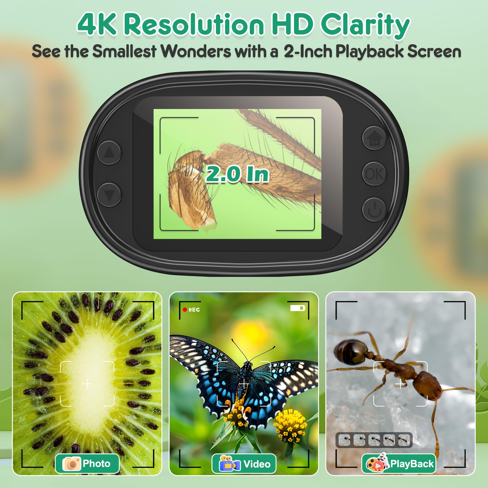 BEBANG 2-inch display close-up highlights clear micro details.