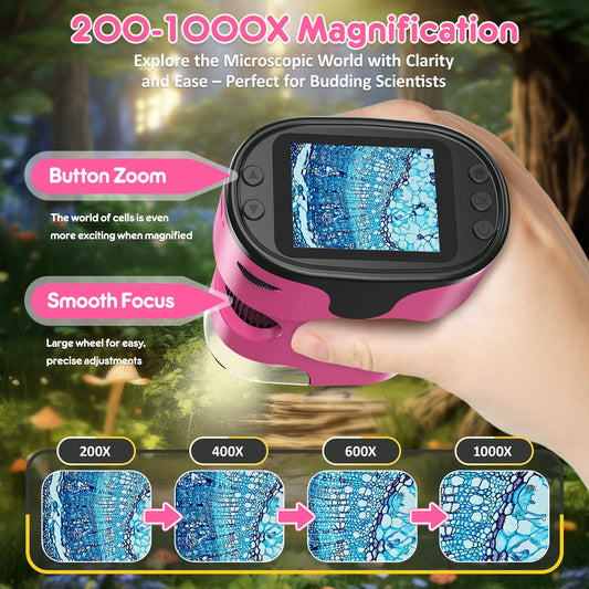 Compact BEBANG kids microscope fits in small hands for on-the-go science
