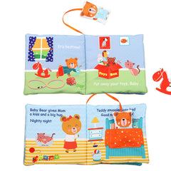 Bebe Mondo teddy bear in pocket demonstrates interactive storytelling, supporting fine motor play.