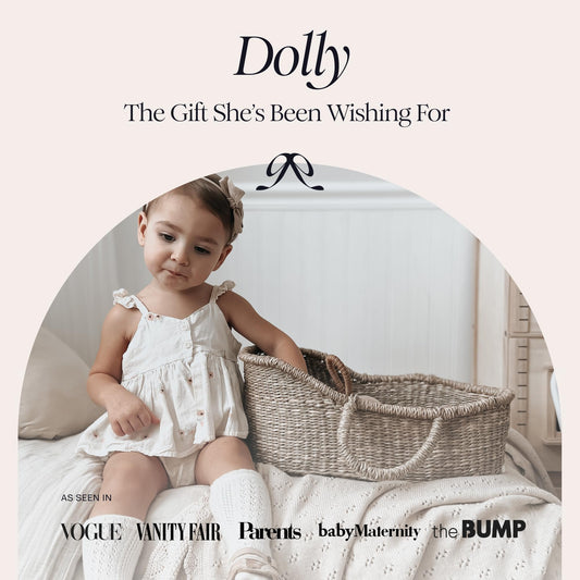 BEBE BASK handmade dolly basket emphasizes craftsmanship and timeless nursery decor.