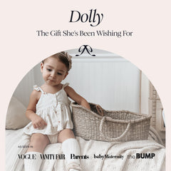 BEBE BASK handmade dolly basket emphasizes craftsmanship and timeless nursery decor.