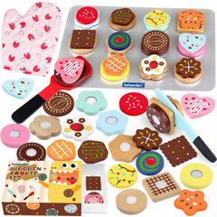 Beberolen cookie play set slice cookies on wood for imaginative baking play
