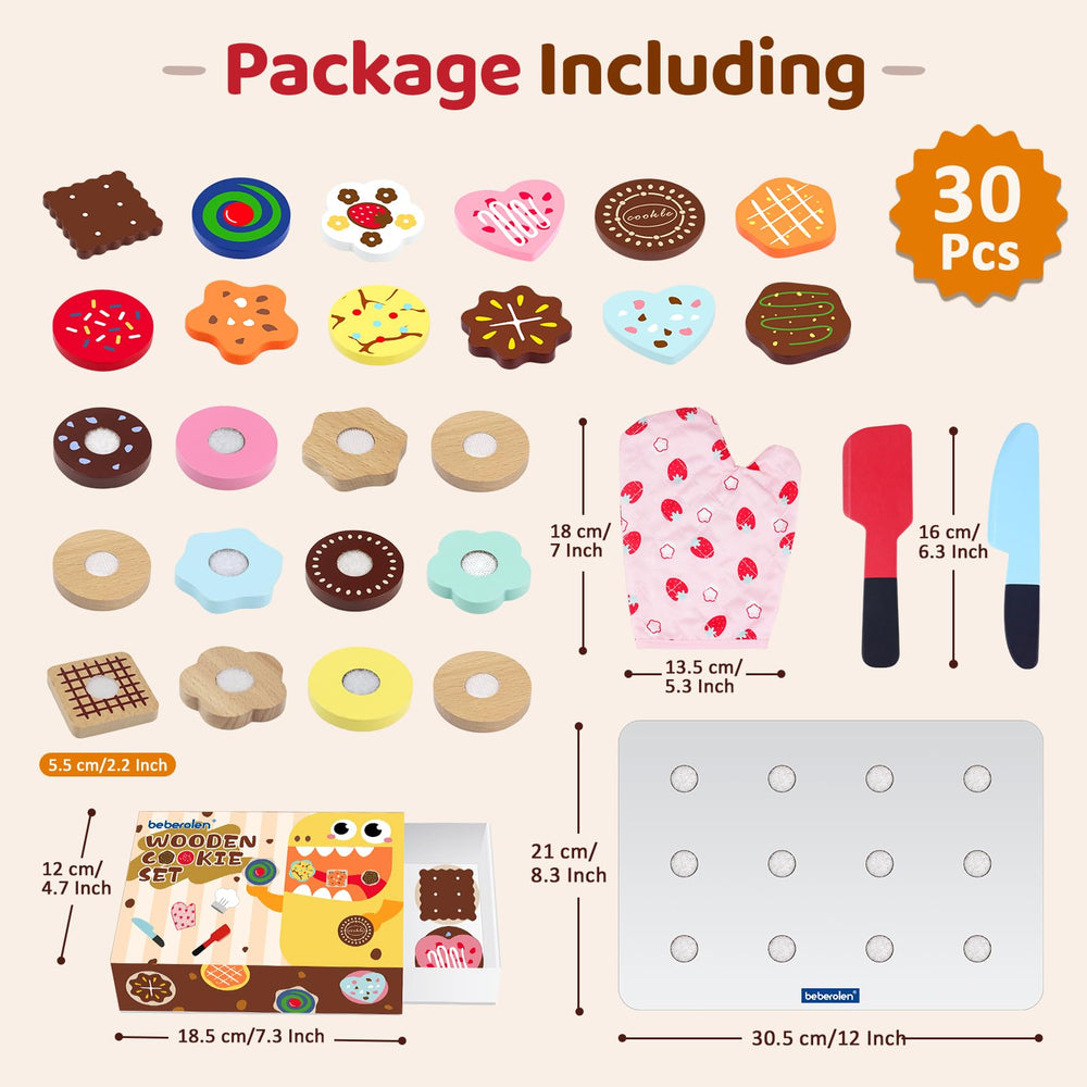 Beberolen toppings add color and texture to cookies during pretend kitchen fun