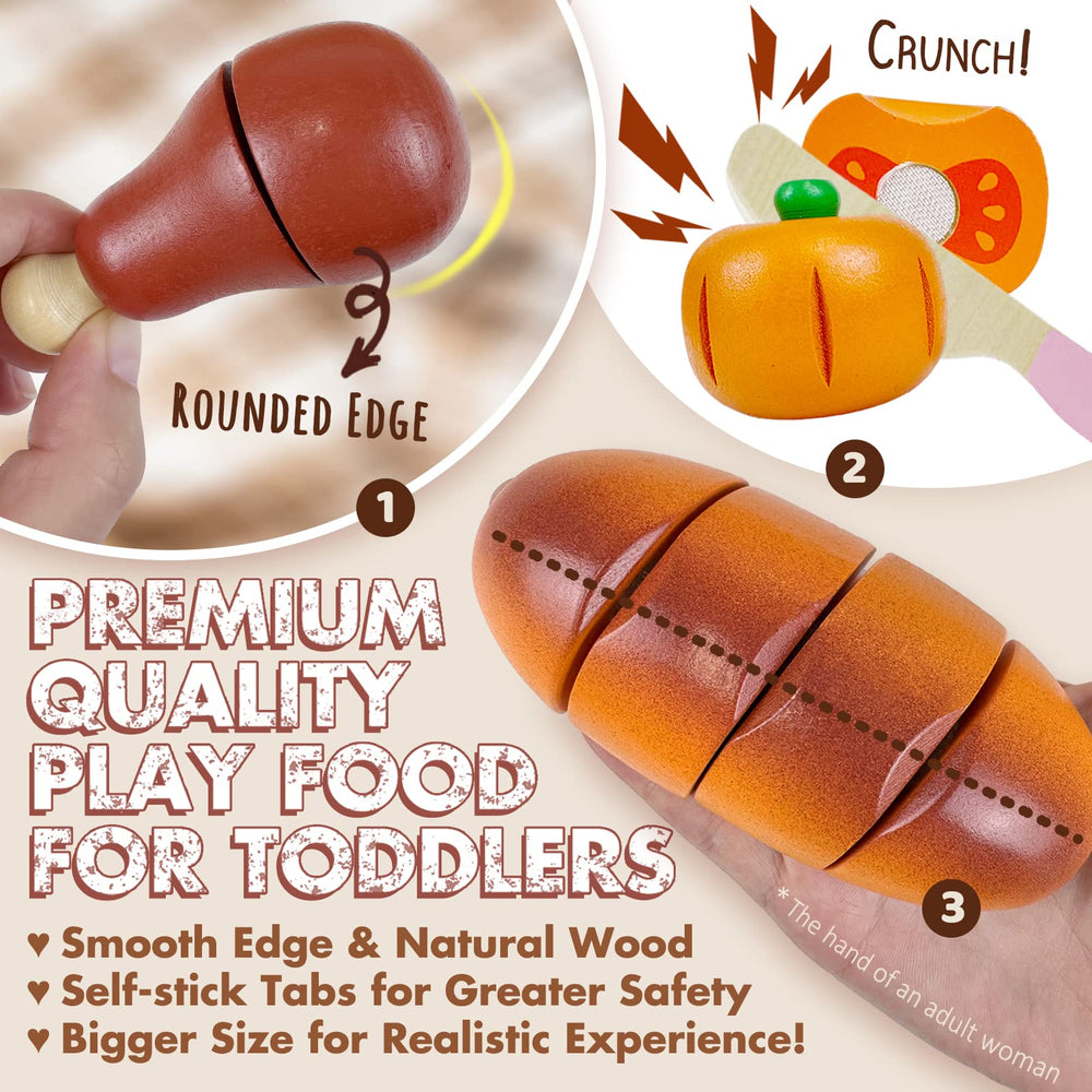 Beberolen pear cutting set supports hand-eye coordination through self-stick play.