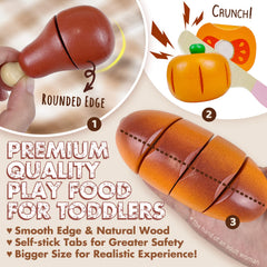 Beberolen pear cutting set supports hand-eye coordination through self-stick play.