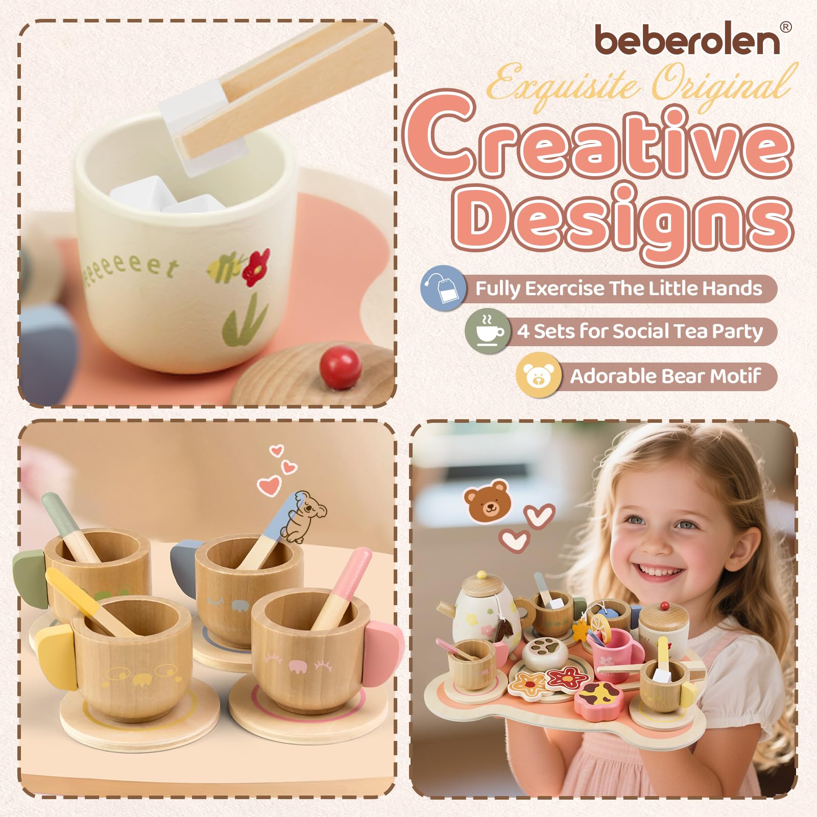 Beberolen sugar bowl and lid for realistic, imaginative tea service