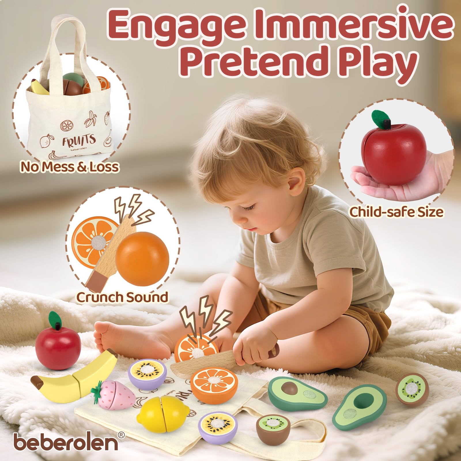 Beberolen banana wooden slices for hands-on counting and dexterity training