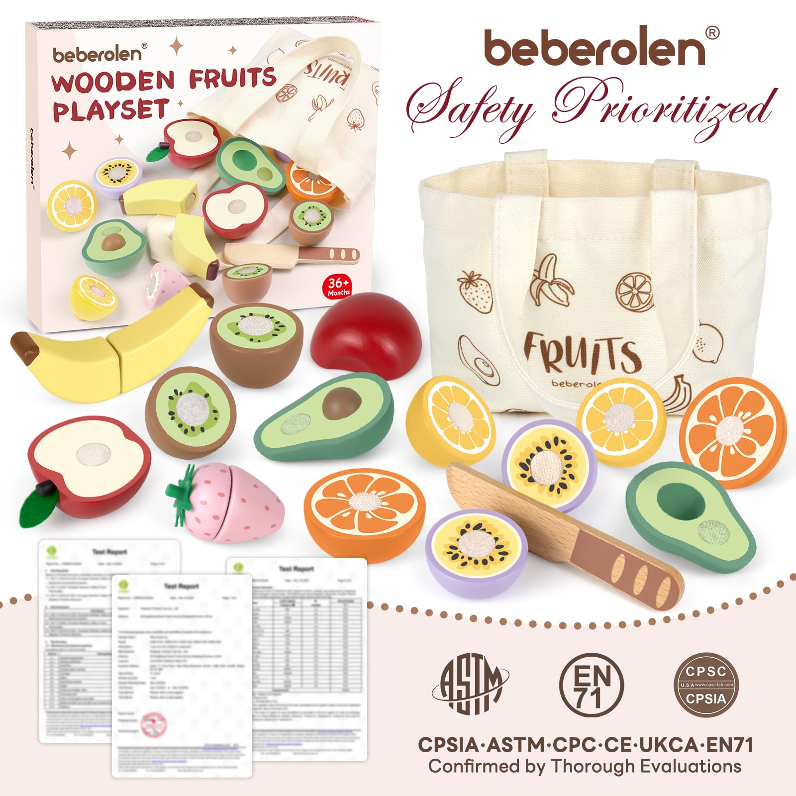 Beberolen wooden knife with storage bag supports tidy, on-the-go play