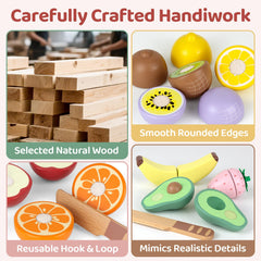 Beberolen lemon and orange wooden fruits for color learning and slicing play
