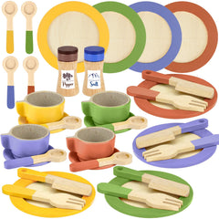 Beberolen wooden play dishes with tea cups for imaginative kitchen play