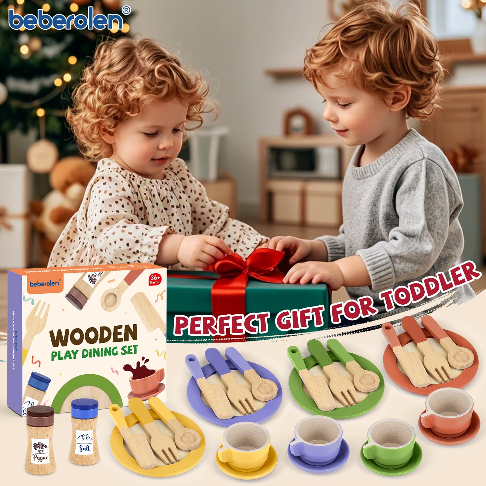Beberolen wooden play dishes fit toddler kitchens for light, durable play