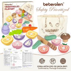 Beberolen wooden carrot play food for quick cuts, boosts dexterity and interactive storytelling.