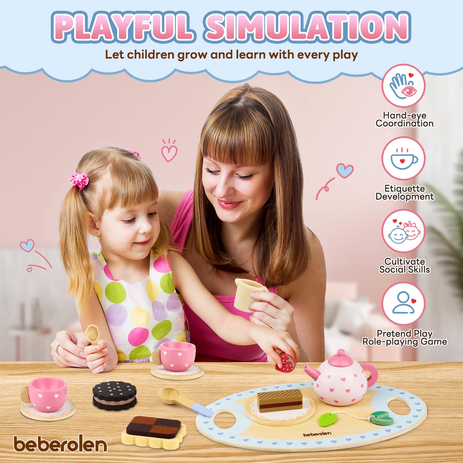 Beberolen chocolate cookie piece adds sweetness to pretend desserts.