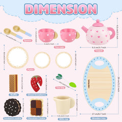 Beberolen wooden tea set teacups arranged on a tray, encourages sharing and social play.