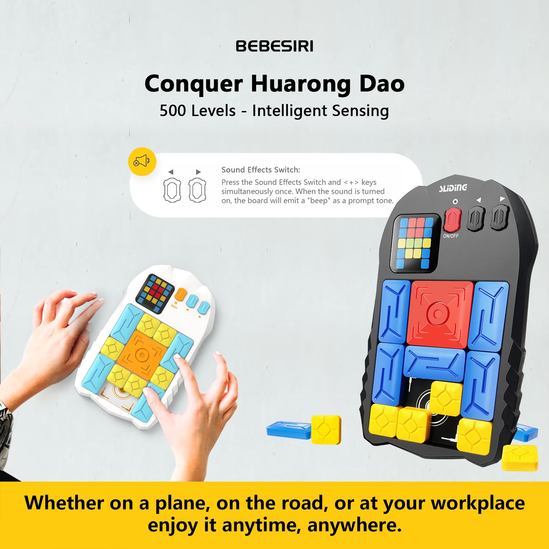 BEBESIRI Super Slide Puzzle with physical buttons enables easy level selection.